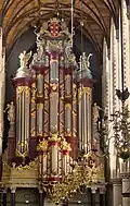 Façade of the pipe organ at the Grote Kerk, Haarlem in the Netherlands, Mozart once played this organ.