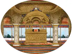 Painting of the later Peacock Throne in the Diwan-i-Khas of the Red Fort, around 1850