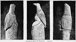 Soapstone Zimbabwe Birds found in the ruins, photographed c. 1891 (from J.T. Bent's Ruined Cities of Mashonaland, London, 1892, p.181)