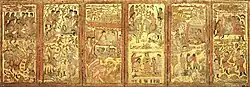 Sogdian figures, wearing Sogdian clothing, Tomb of An Jia, 579 CE.