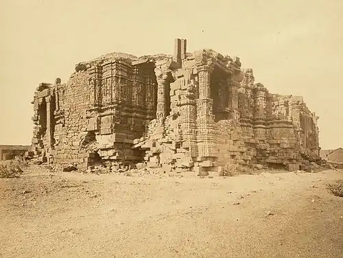 The Somnath Temple in Gujarat was repeatedly destroyed by Delhi Sultanate armies and rebuilt by Chaulukya armies. It was destroyed by the Delhi Sultanate's army in 1299 and was rebuilt afterwards.[256]