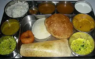 South Indian vegetarian thali, or platter