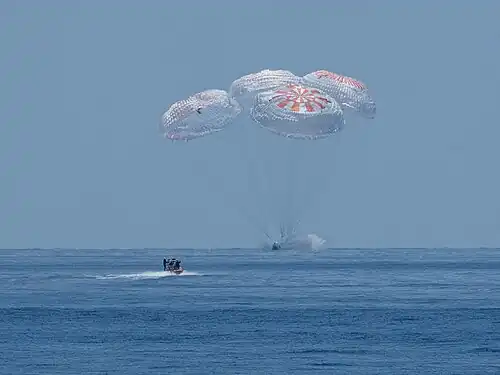 Crew Dragon Endeavour landing in the Gulf of Mexico on August 2, 2020.