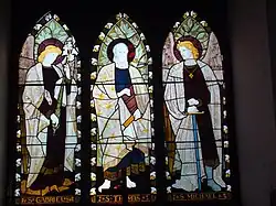Stained glass window of Thomas the Apostle, the traditional founder of Indian Christianity, in his namesake St Thomas CNI church, the 300-year-old Cathedral of Mumbai (Bombay)[102]
