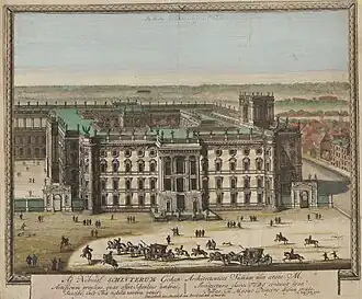 A draft for the redesign based on plans by A. Schlüter, depicted by Schenk, 1702
