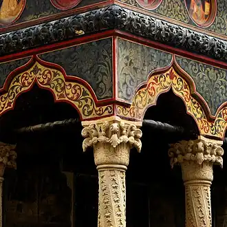 Brâncovenesc quasi-Corinthian capitals of the Stavropoleos Monastery Church, Bucharest, Romania, unknown architect, 1724