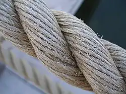 Three-strand natural fibre hawser laid line