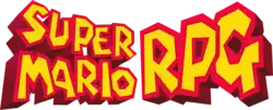 The words "Super Mario RPG" written in an angular yellow font, outlined in red. The letters are three-dimensional.