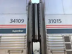 Flexible enclosed walkway between two railcars
