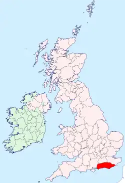 Location of Sussex in the British Isles