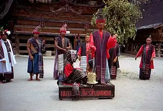 Bataks Sigalegale (wooden puppet funeral dance performance) near Samosir Island, Indonesia.