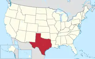 Location of Texas within the United States
