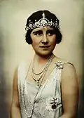 The Duchess of York (later Queen Elizabeth the Queen Mother) wearing the Lotus Flower Tiara in 1925