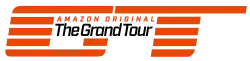 An image of the programme's logo, consisting of the letters GT inside of which is the text Amazon Original surmounting the words The Grand Tour. The letters GT are in the form of five horizontal red bars. Amazon Original is also red, and all uppercase letters. "The Grand Tour" is in black, title case lettering.