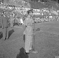 Browning addresses a parade