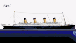 sped up animation showing the Titanic sinking