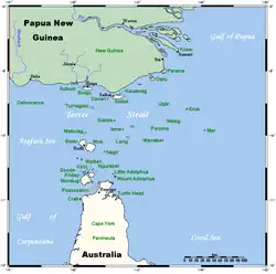 A map of the Torres Strait Islands.
