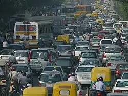 A traffic jam in Delhi.