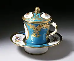 Trembleuse or Gobelet et soucoupe enfoncé by Sèvres c. 1776 designed for drinking hot chocolate