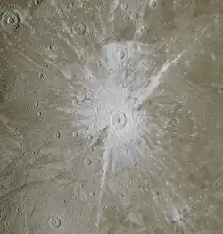 Tros Crater on Ganymede.