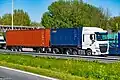 B-double with containers in the Netherlands