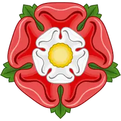 The Tudor rose is a combination of the red rose of Lancaster and the white rose of York