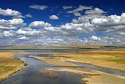 The Tuotuo River, a headwater stream of the Yangtze River, known in Tibetan as Maqu, or the "Red River"