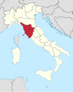 Map of Tuscany in Italy