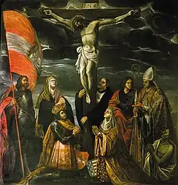A 17th century depiction of Władysław II Jagiełło and Jadwiga of Poland by the cross by Tommaso Dolabella