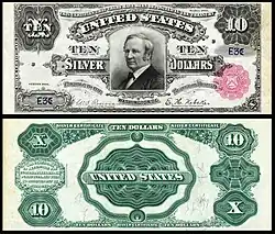 $10 Silver Certificate, Series 1891, Fr.298, depicting Thomas Hendricks