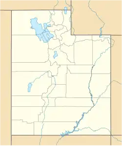 Map of Utah showing a pin for Thistle near the center of the state