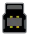 A USB 3.0 Standard‑B receptacle: an 8-millimeter-square opening with chamfered upper corners and a narrower opening continuing upward 2 millimeters, and a plastic protrusion in the center of the larger section and a smaller plastic protrusion in the narrow section.