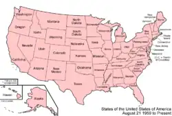 States and incorporated territories of the United States, August 21, 1959, to present