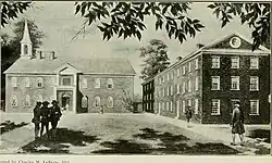 The university's first purpose-built dormitory (right), built in 1765