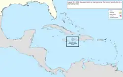 Map of the change to the United States in the Caribbean Sea on August 31, 1858