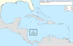 Map of the change to the United States in the Caribbean Sea on December 11, 1868