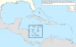 Map of the change to the United States in the Caribbean Sea on November 22, 1869
