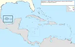 Map of the change to the United States in the Caribbean Sea on September 13, 1880