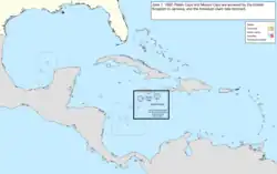 Map of the change to the United States in the Caribbean Sea on June 1, 1882