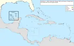 Map of the change to the United States in the Caribbean Sea on November 17, 1894