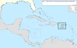 Map of the change to the United States in the Caribbean Sea on April 11, 1899