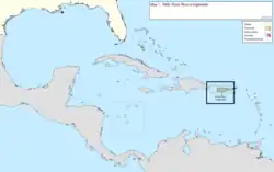 Map of the change to the United States in the Caribbean Sea on May 1, 1900