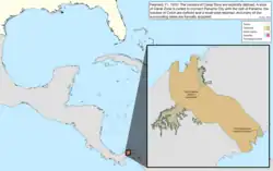 Map of the change to the United States in the Caribbean Sea on February 11, 1915