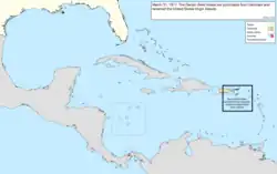 Map of the change to the United States in the Caribbean Sea on March 31, 1917