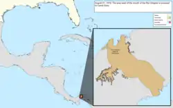 Map of the change to the United States in the Caribbean Sea on August 21, 1918