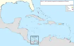 Map of the change to the United States in the Caribbean Sea on March 1, 1922