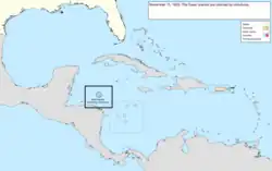 Map of the change to the United States in the Caribbean Sea on November 15, 1923