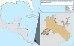 Map of the change to the United States in the Caribbean Sea on February 1, 1924