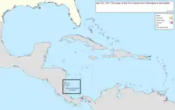 Map of the change to the United States in the Caribbean Sea on April 25, 1971