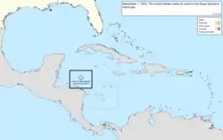 Map of the change to the United States in the Caribbean Sea on September 1, 1972